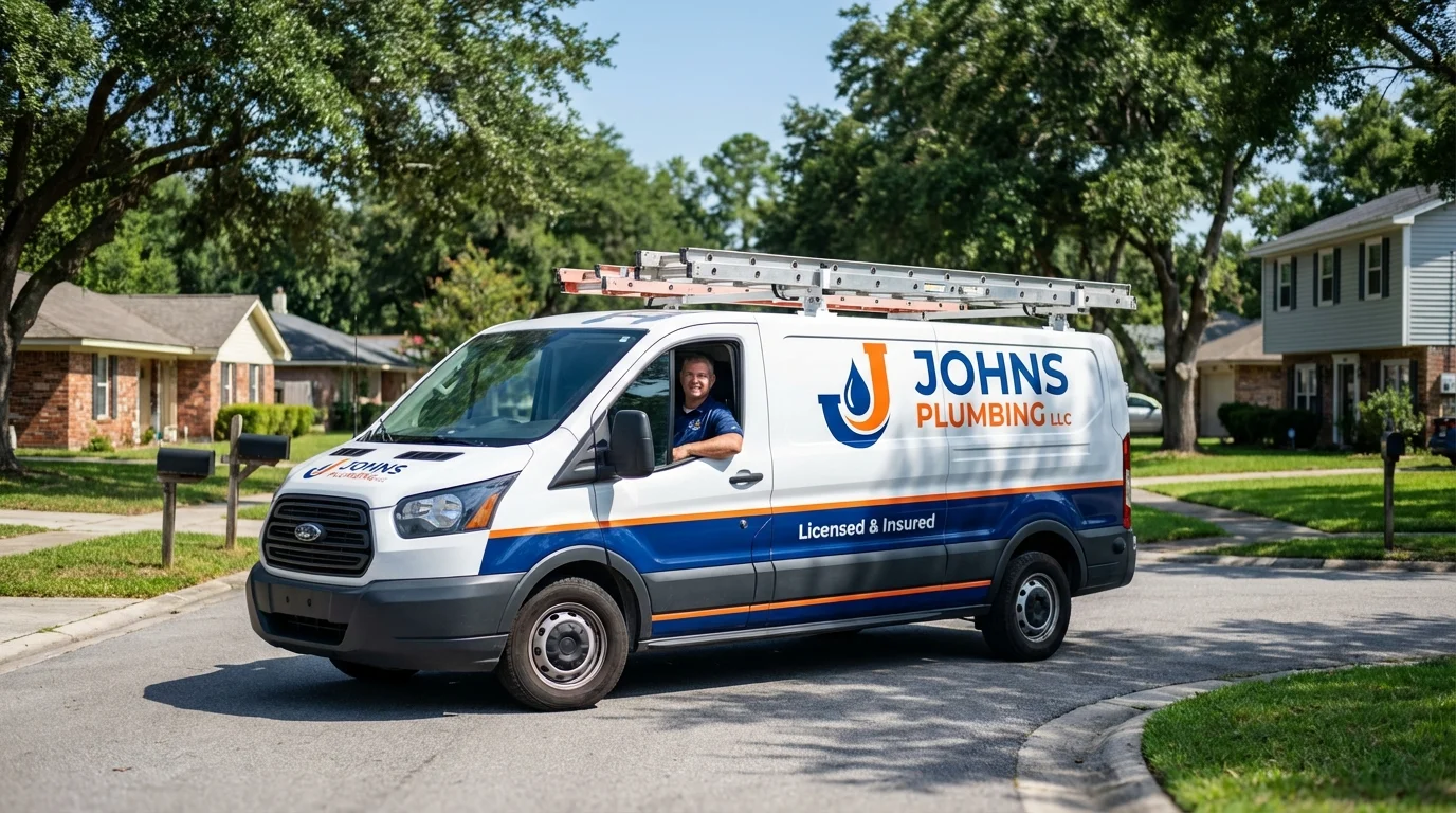 Johns Plumbing LLC service van in Santa Fe, NM