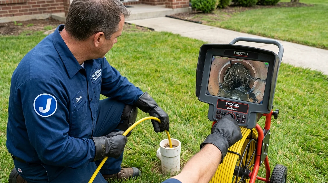 Sewer camera inspection being performed by Johns Plumbing LLC in Santa Fe